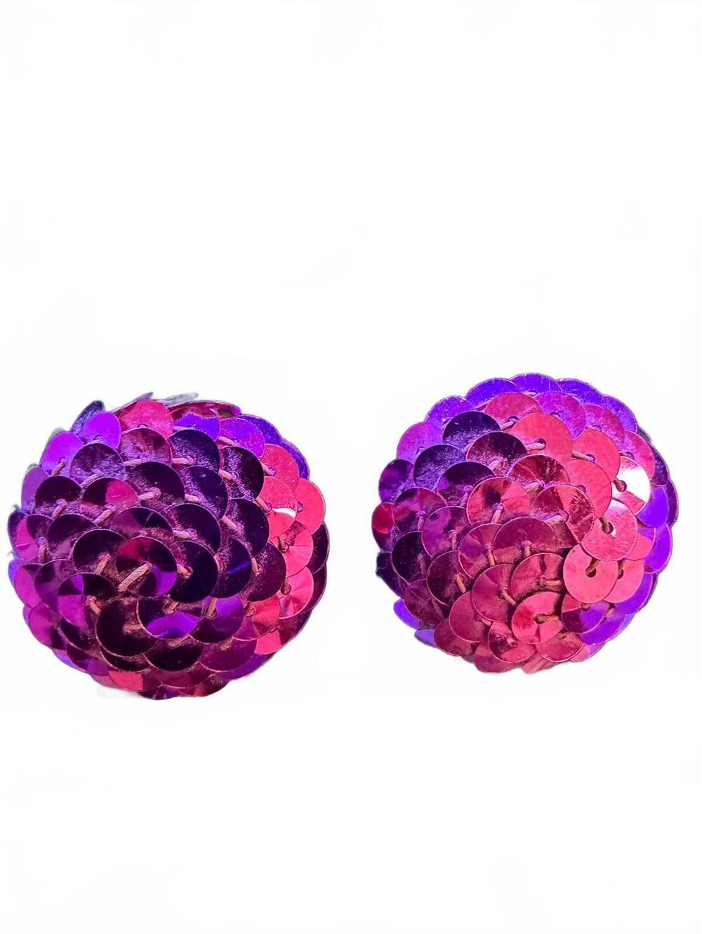 Pink sequin flower earrings